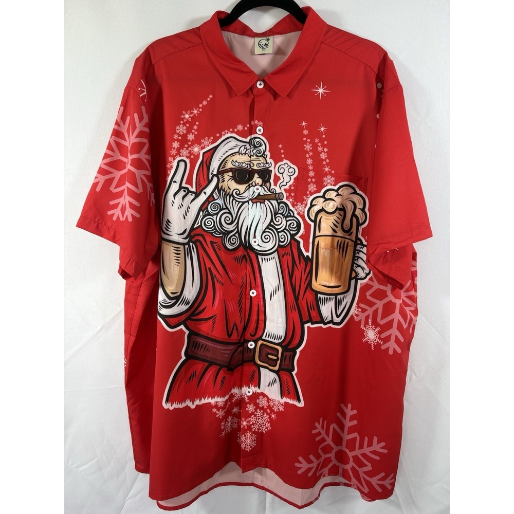 Harddaddy shirt size 3xl santa christmas‎ short sleeves button up